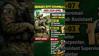 Ordnance Depot Gujranwala Cantt Jobs 2026 April USM Labour, Storeman & Others Pakistan Army Latest
