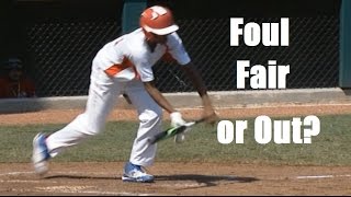 Umpire disagreement: Foul or Out? - bunted ball hits batters hand.