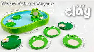 First Time Making Trinket Dishes and Magnets with Air Dry Clay🌿🐸🌸 | Easy DIY