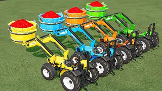 TRANSPORT OF COLORS! RED CORN CHAFF TRANSPORT w/ BUCKET & DEUTZ FAHR TRACTORS! Farming Simulator 22 screenshot 5
