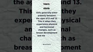 Facts about Puberty in girls and boys  #coolfacts #facts #fitness #shorts  #curiousminds  #quote