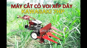 Máy cắt cỏ voi xếp dãy Kawasaki loại đẩy tay động cơ xăng 7HP đề acquy
