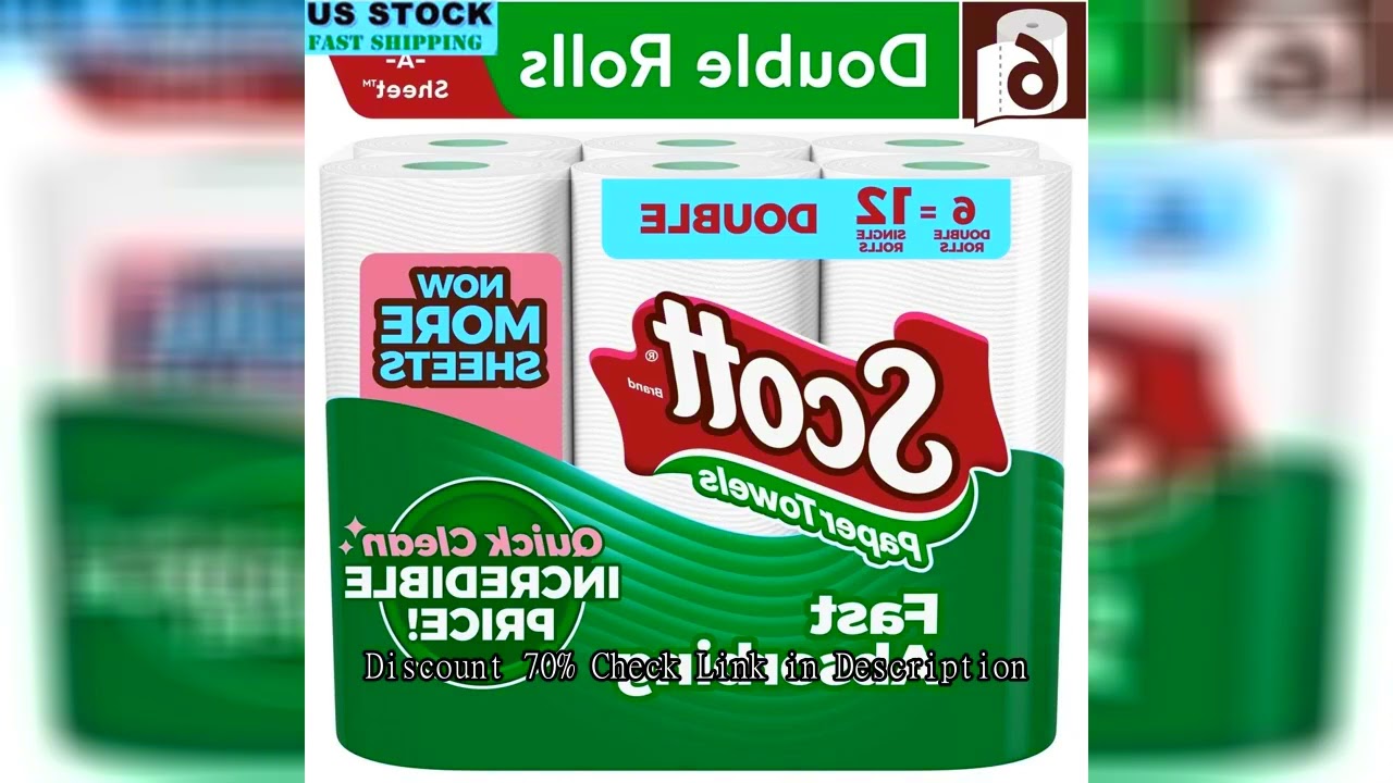 Paper Towels Choose-A-Sheet 6 Double Rolls Lint-Free Absorbent Disposable Sheets FSC Certified Perfo