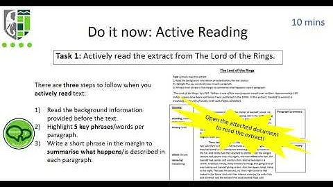 Year 8 Reading Week 3 Lesson 1