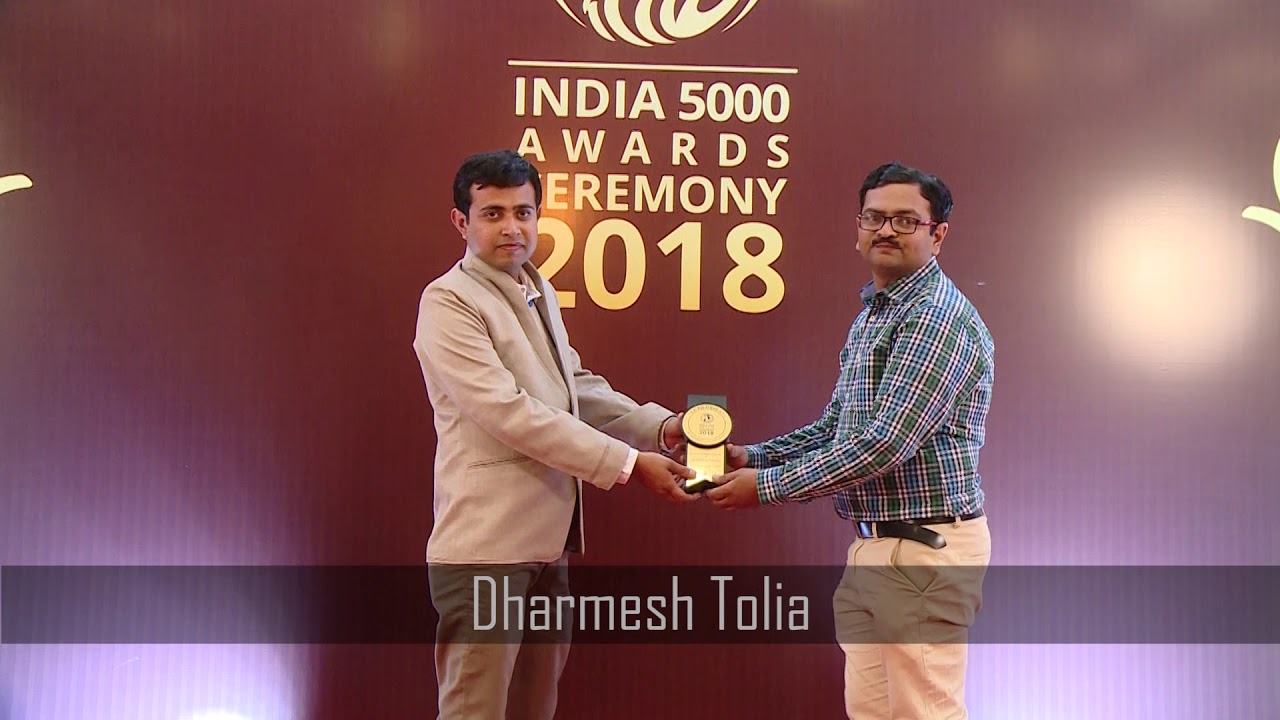 India 5000 Awards Ceremony 2018 | Dharmesh Toliya - Appreciation