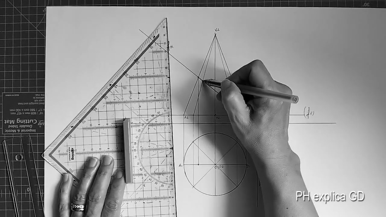 secção do cone de revolução - elipse - métodos das geratrizes