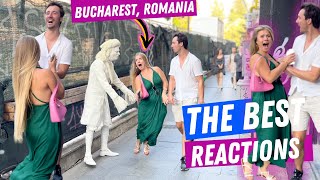 New Top Reactions 2024 😂💃😂 By The Human Statue Prank, Beautiful Girls in Bucharest, Romania