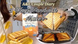 3 in 1 Sandwich, Waffle Maker and Grill l Kazumi l 3 ways Sandwich l A&E Couple Diary