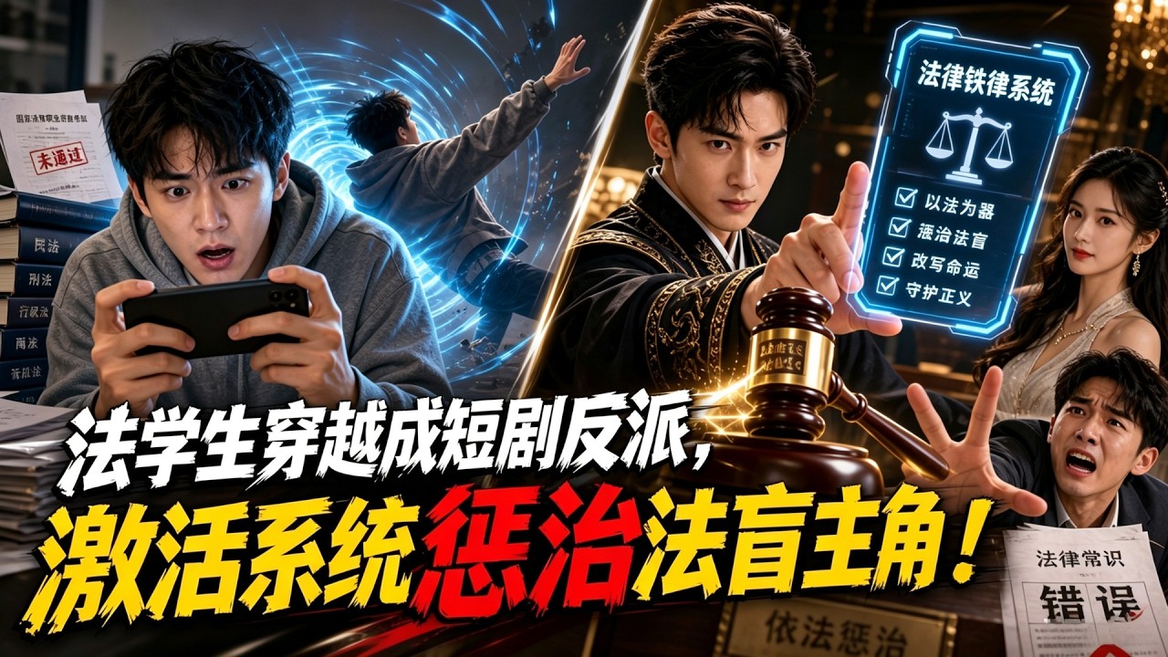 [Eng Sub]十年法考落榜生穿越成為短劇中的反派，意外激活鐵律系統，利用道具制裁法盲主角，改寫反派悲慘命運！#男頻爽劇 #穿越逆襲 #系統覺醒