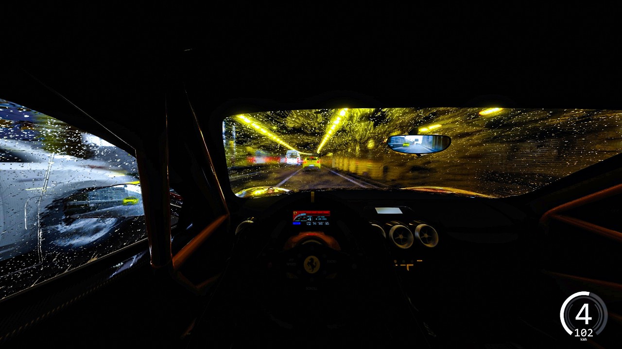 Driving Ferrari in Heavy Rain | City Traffic POV | Assetto Corsa