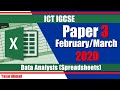 13 ICT IGCSE Paper 3 2020 Spreadsheets Feb Mar