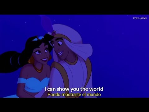 Mena Massoud, Naomi Scott - A Whole New World / Lyrics (Audio Replaced On Aladdin's Animation)