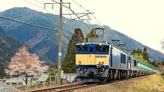 JR貨物EF64 1022号機(国鉄色)1049号機(広島更新色)重連 中央西線石油貨物列車6088ﾚ 2019.4.12 撮影