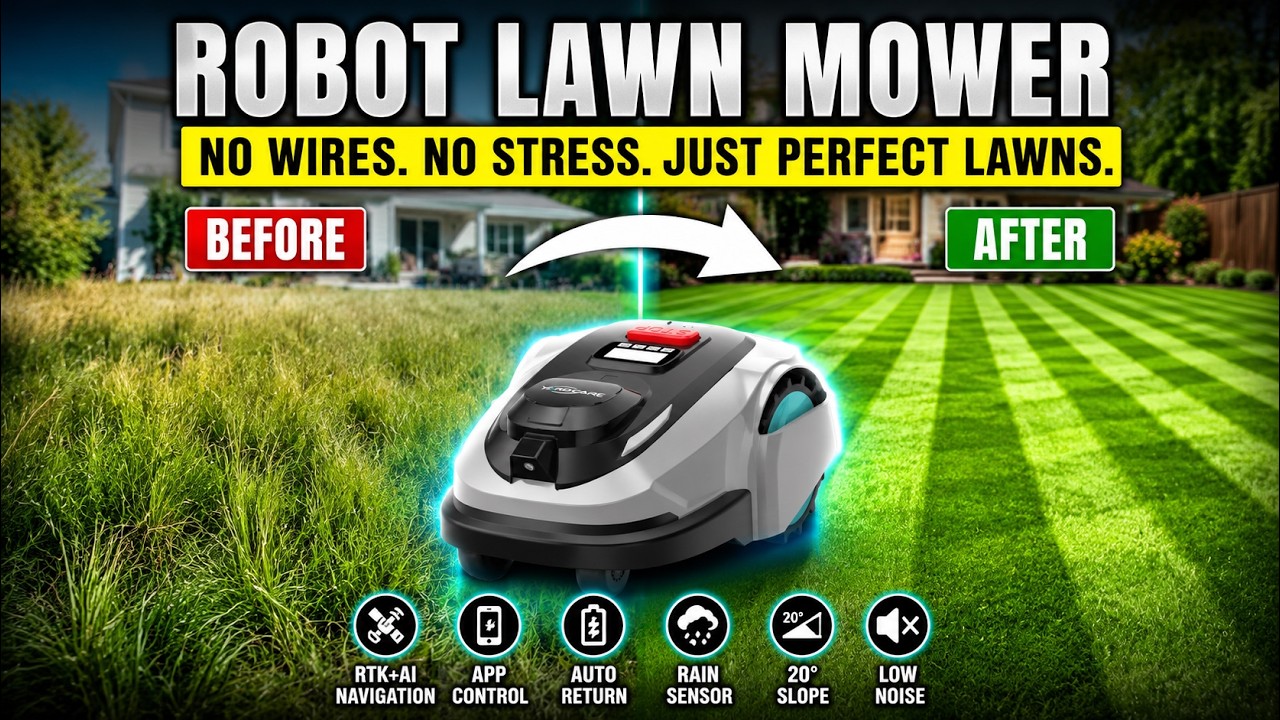 YARDCARE N1600 PRO Robot Lawn Mower Review! 0.4 Acre Wireless Design RTK+Vision Navigation
