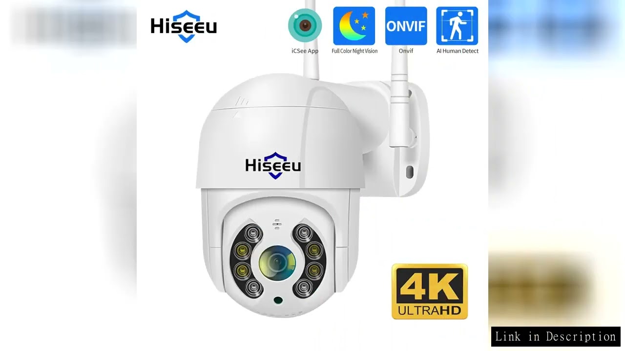 Hiseeu 4K 8MP PTZ WIFI IP Camera Speed Dome Outdoor 5X Digital Zoom 5MP 3MP 1080P Wilress Video CCTV