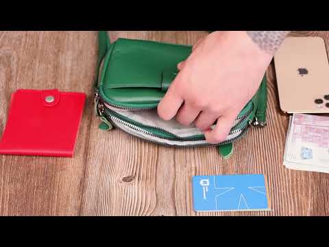 Сумка-клатч в оригінальному дизайні з натуральної шкіри 22101 Vintage Зелена, видео 1