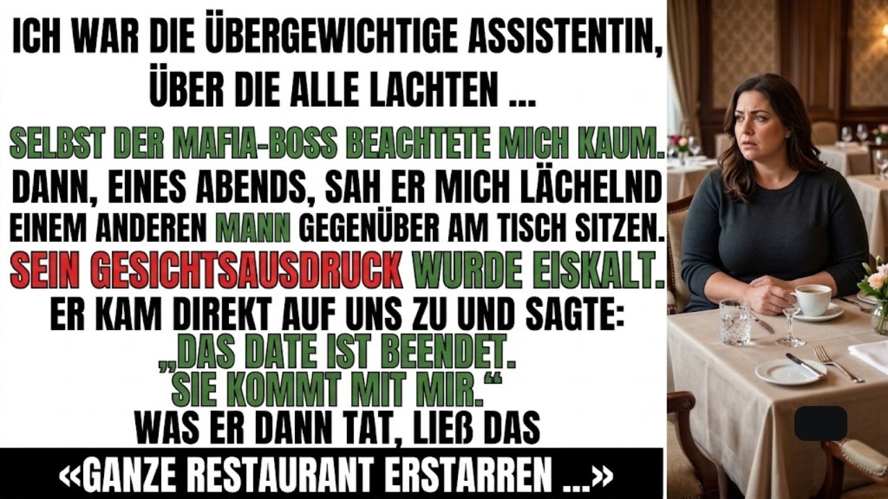 Ich war die übergewichtige Assistentin, über die alle lachten – bis mein Chef, der gefürchtetste Mann der Stadt, mich an einem Freitagabend aus einem Date riss. „Das ist beendet“, sagte er mit...