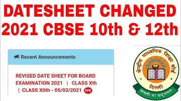 CBSE 2021 DATESHEET CHANGED 😱 OFFICIALLY 12th & 10th