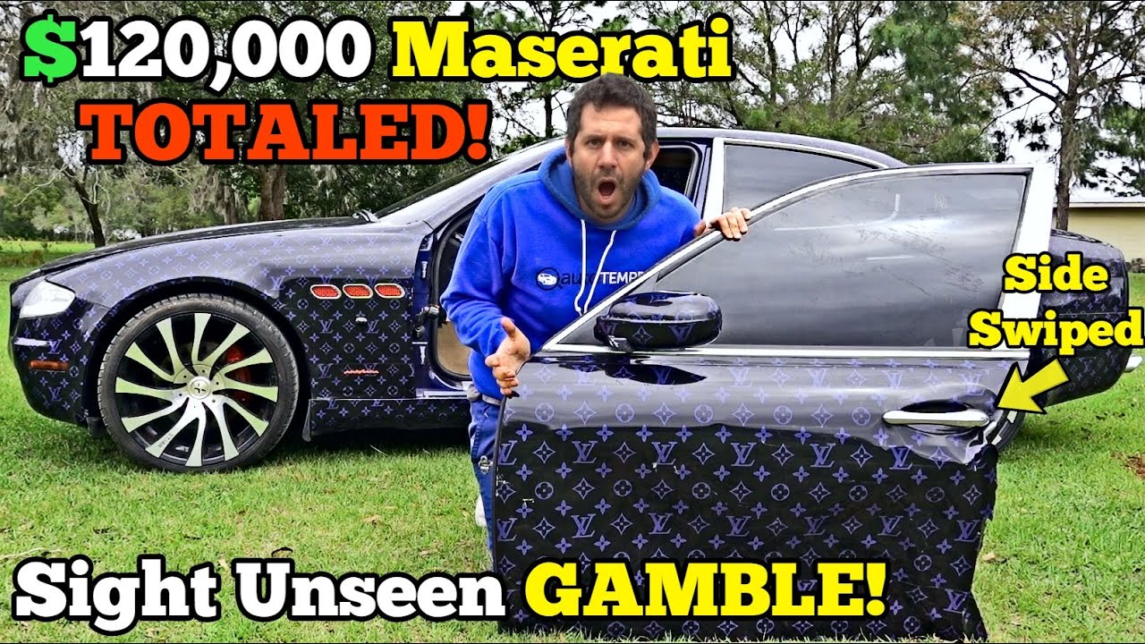 I Bought a Cheap HAIL TOTALED MASERATI from Auction! It came Pimped Out  with FAKE Louis Vuitton! 