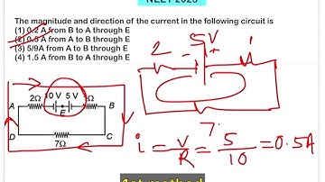 NEET 2023:The magnitude and direction of the current in the following circuit is(1) 0.2 A from B to
