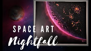 Nightfall // Acrylic painting time lapse (space art)