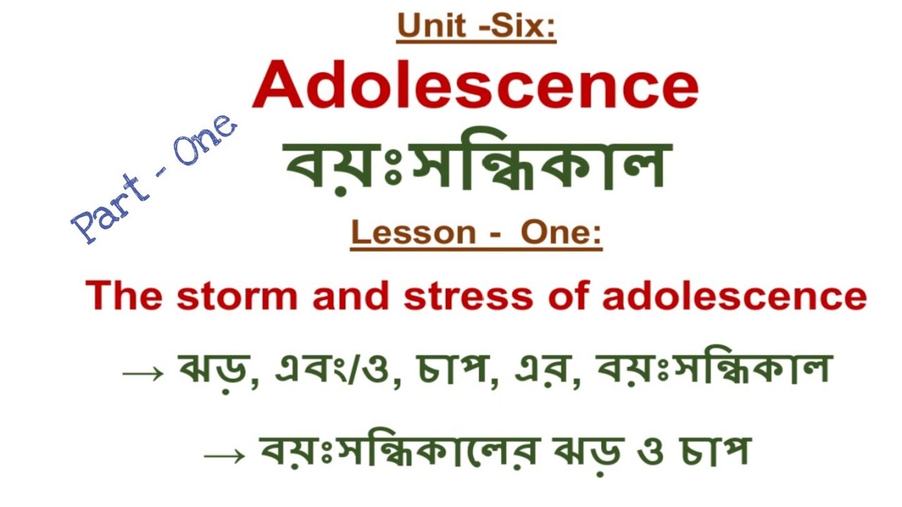 HSC English First Paper.Unit-6;Lesson-1(The storm and stress of ...