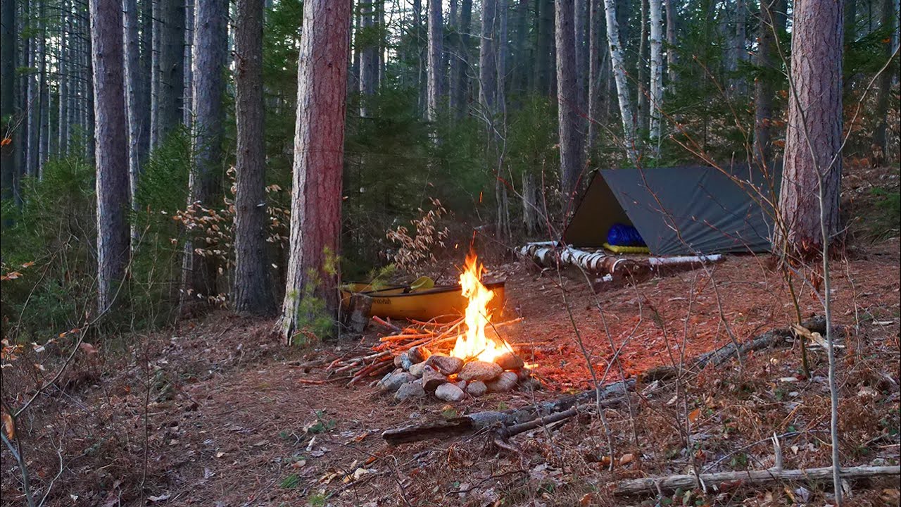 Solo Tarp Camping Canoe in Remote Ponds YouTube