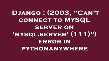 Django : (2003, "Can