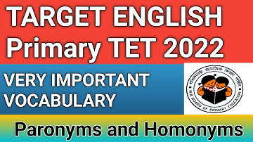 Homonym And Paronym most Important English Vocabulary for Primary TET 2022