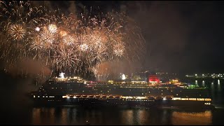 Cunard QUEEN ANNE Fireworks Southampton Above Beyond  Left To Hide DRONE 4K