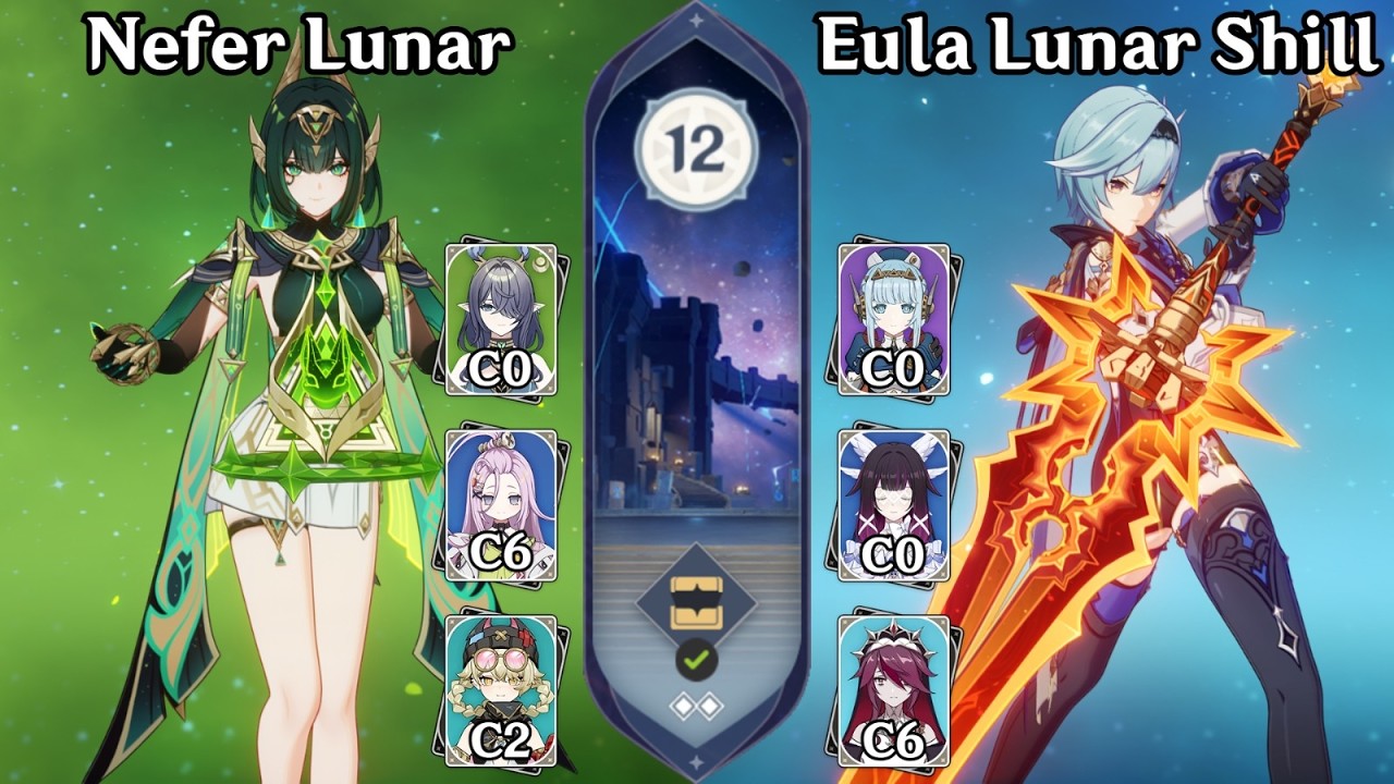 C1 Nefer / C3 Eula (6.4 Spiral Abyss) 36-Star Full Clear