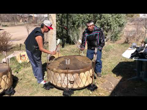 David Aguino Drumming A Duet With TWO 4 Ft Diameter Buffalo Hide Drums 