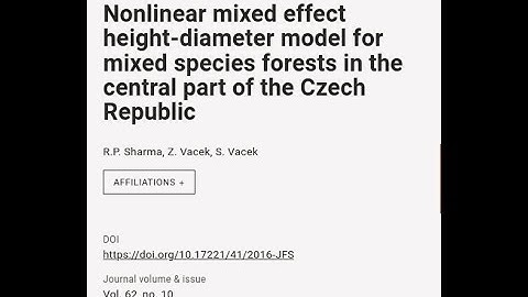Nonlinear mixed effect height-diameter model for mixed species forests in the central... | RTCL.TV