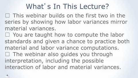 Direct Labor Variance (part 1 of 3)