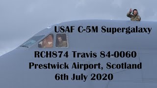 USAF C-5M Supergalaxy RCH874 - Arrives Prestwick Airport [4K/UHD]