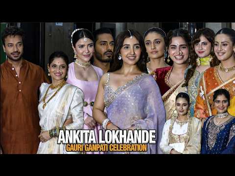 Celebs At Ankita Lokhande House Ganpati Darshan | Ashnoor Kaur, Farrhana Bhatt, Isha, Ayesha Khan