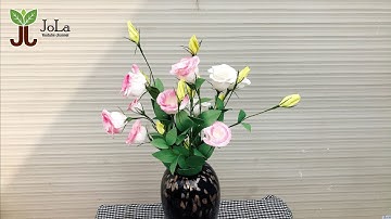 Cách làm hoa cát tường đơn giản, đẹp từ giấy nhún/How to make paper Lisianthus flower/ JoLa handmade