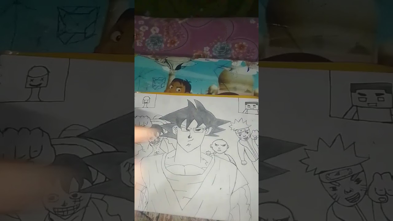 Goku , naruto , lufy , saitama , marsmalo , herobrine . #drawing .