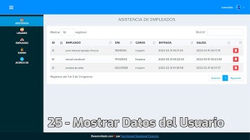 25.- Mostrar Datos del Usuario - Sistema de Asistencias con PHP y MYSQL