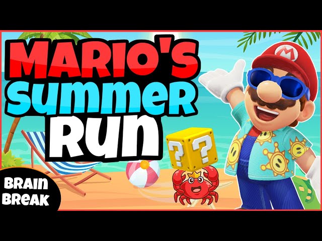 🌞 Mario's Summer Run 🌞 | Fitness Run | Brain Break | Mini-Games | GoNoodle Inspired class=