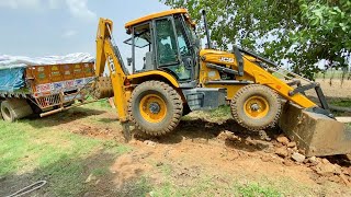 Bharatbenz Truck 12 Tyres Stuck In Mud Very Badly Pulling By Jcb 3Dx Eco