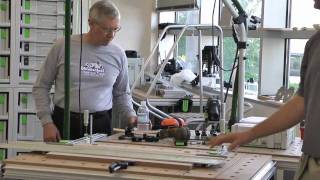 Festool parallel guide and LR32 guide rail used as a jig for 32mm panels