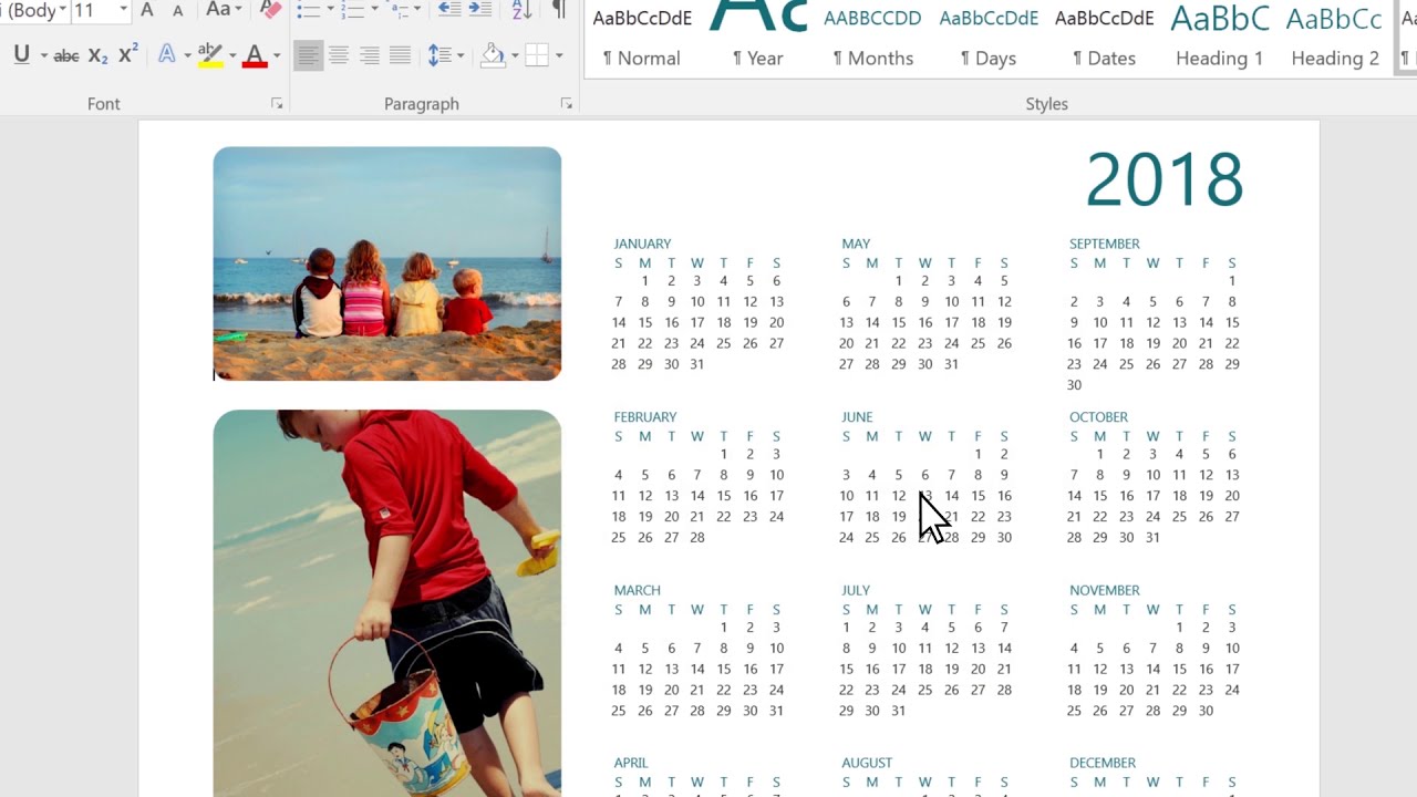 Create an "Any Year" calendar in Microsoft Word YouTube