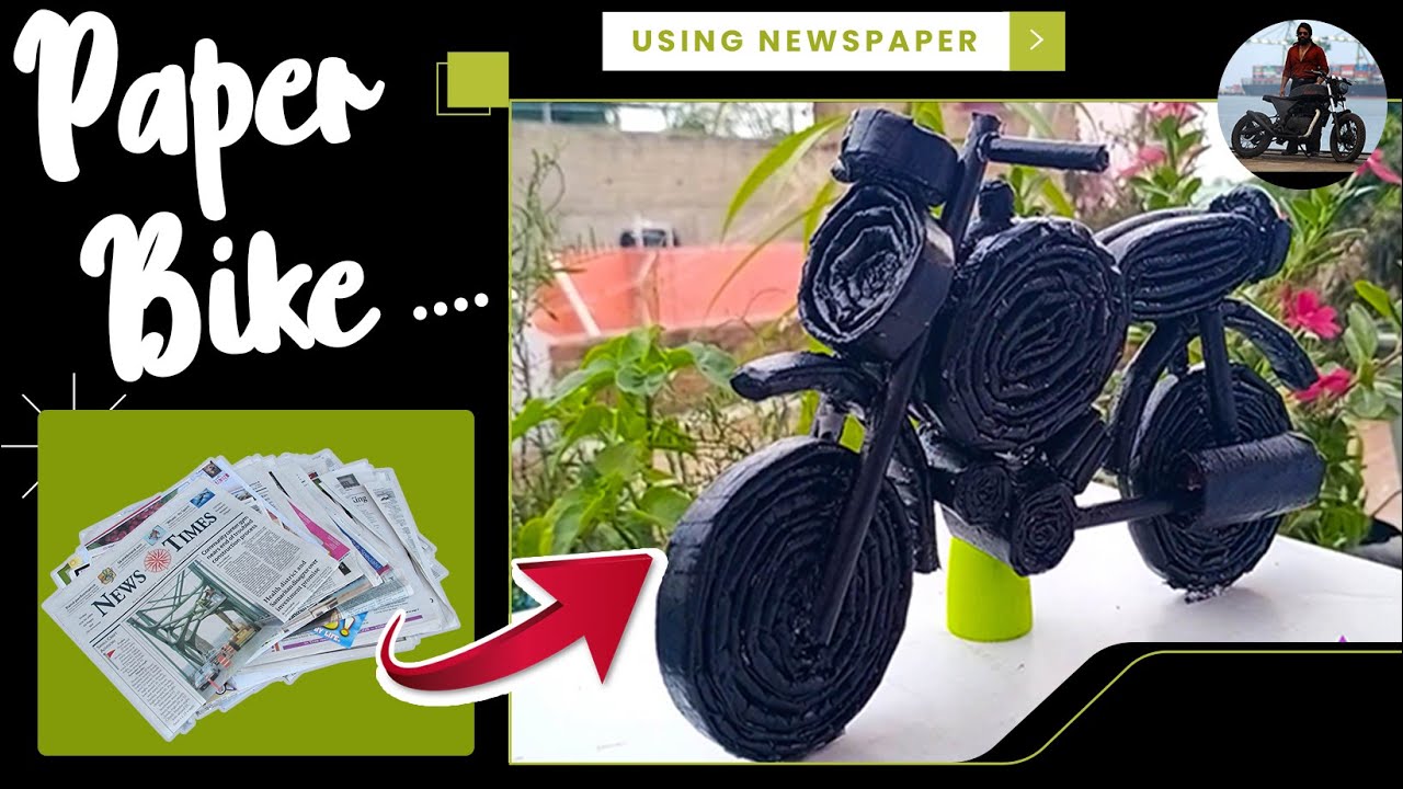How to make Paper Bike using Newspaper DIY Rocky Bhai Black Bike Virsi Crafts