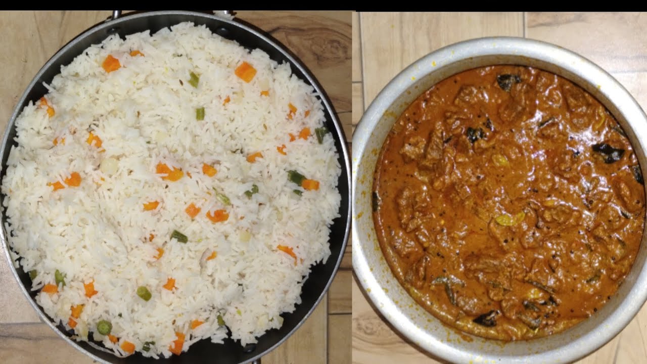 #Veg pulav❤️Beef curry🤗