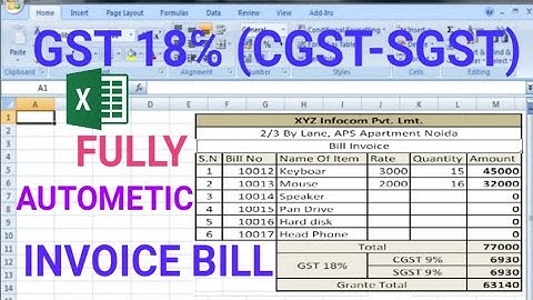 How To Create A Gst Bill In Excel | Create Invoice।।For Beginners GST Bill। @technojeevan