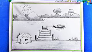 Landscape Scenery Drawing Prakitik Drisso Drawing