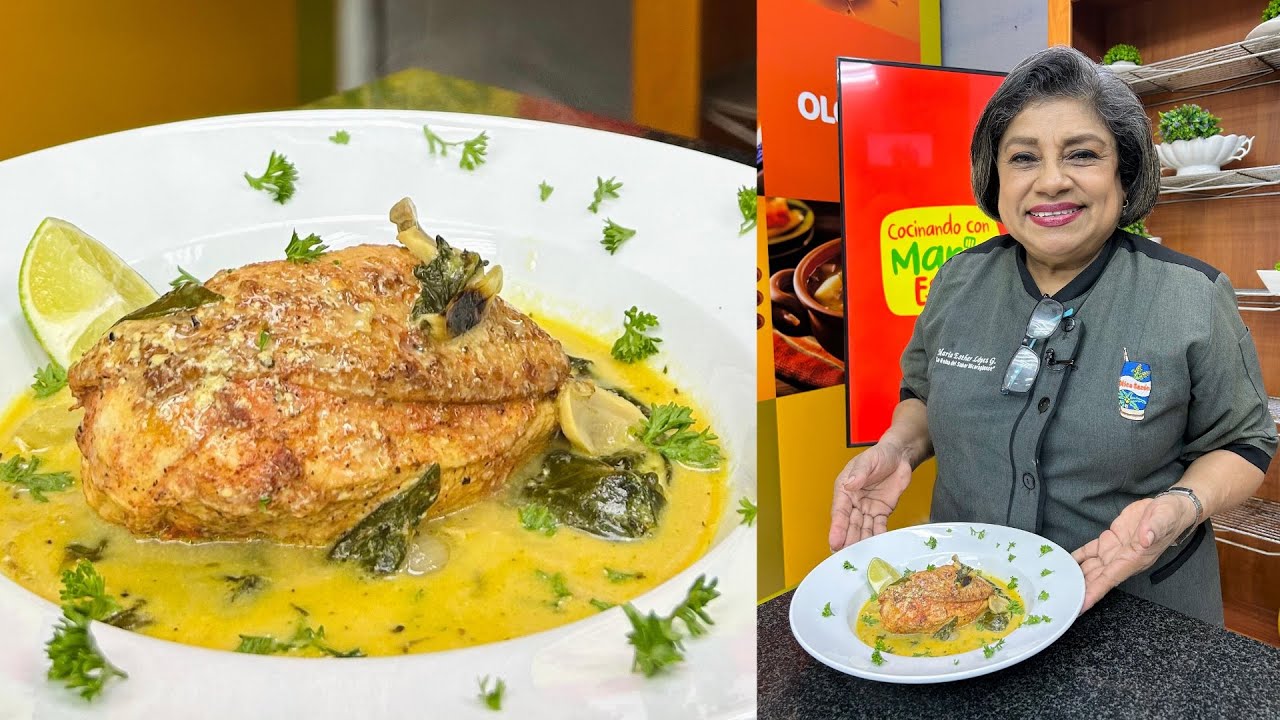 Pollo en salsa de queso y espinacas || COCINANDO CON MARÍA ESTHER - YouTube