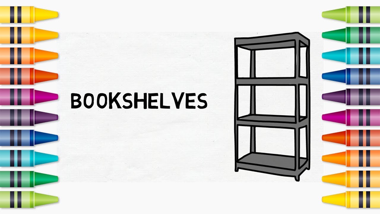 How To Draw A Bookshelf For Kids Step By Step Easy Youtube