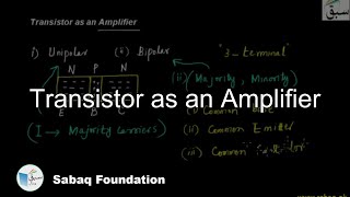 Transistor as an Amplifier, Physics Lecture | Sabaq.pk